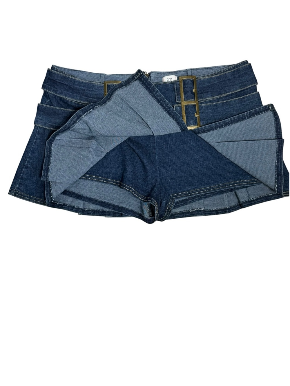 BDG Low-Waist Denim Micro Mini Skort Skirt Blue Jean Buckle Detail Size L - Picture 3 of 8